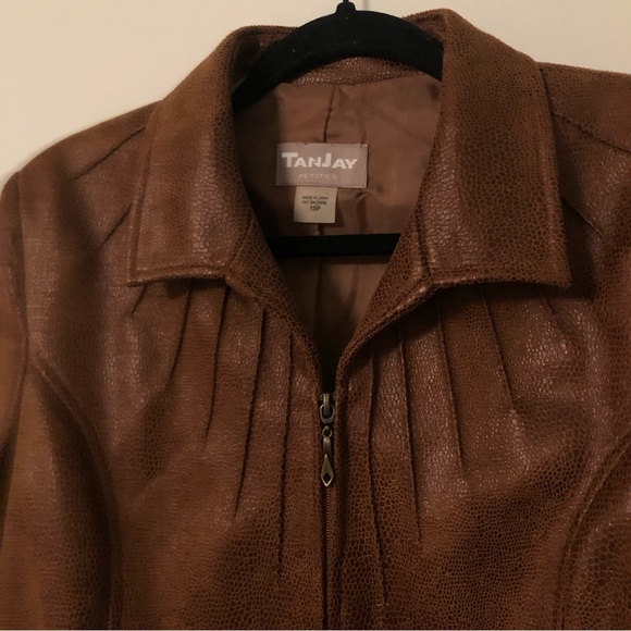 TanJay Petites Brown Faux Leather Jacket - Picture 2 of 5